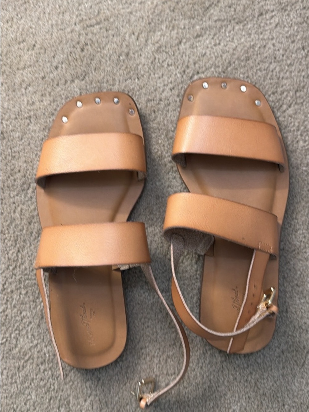 Universal Thread Women's Tan Double-Strap Studded Sandals